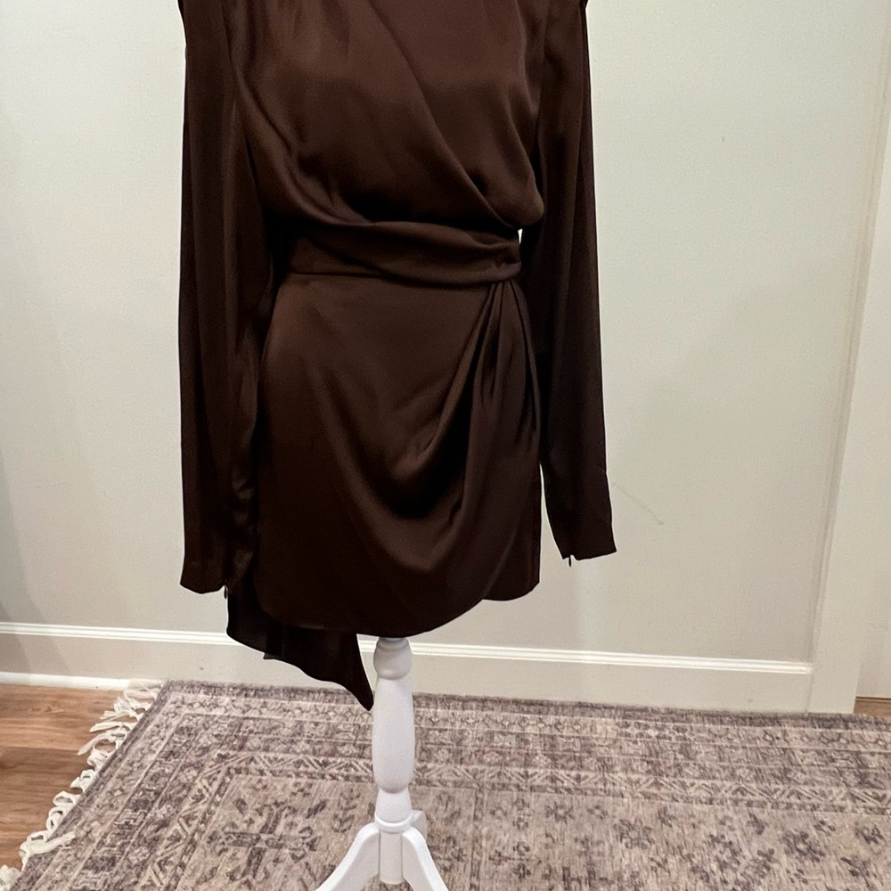 Ronny Kobo - Elegant Brown Draped Dress - never been worn -  size: small - Picture 4 of 10